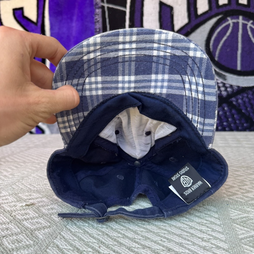 Warner Bros. Studio Store Vintage Daffy Duck Embroidered‎ Hat Blue Checkered - Picture 7 of 7